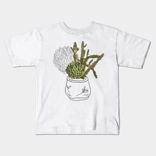 Photo collage boho modern illustration for cacti lovers Kids T-Shirt